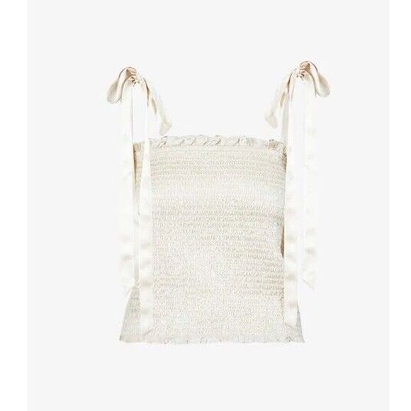 REFORMATION Pina Sleeveless Silk Top Cream Beige sz Small - Picture 4 of 12